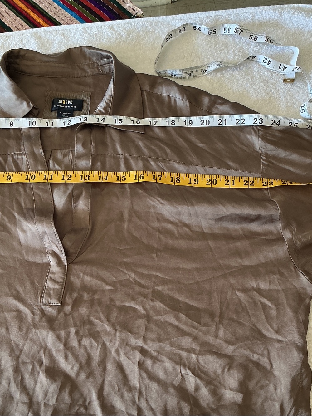Maeve Satin-Look Button Shirt in Taupe Brown - Picture 3 of 10